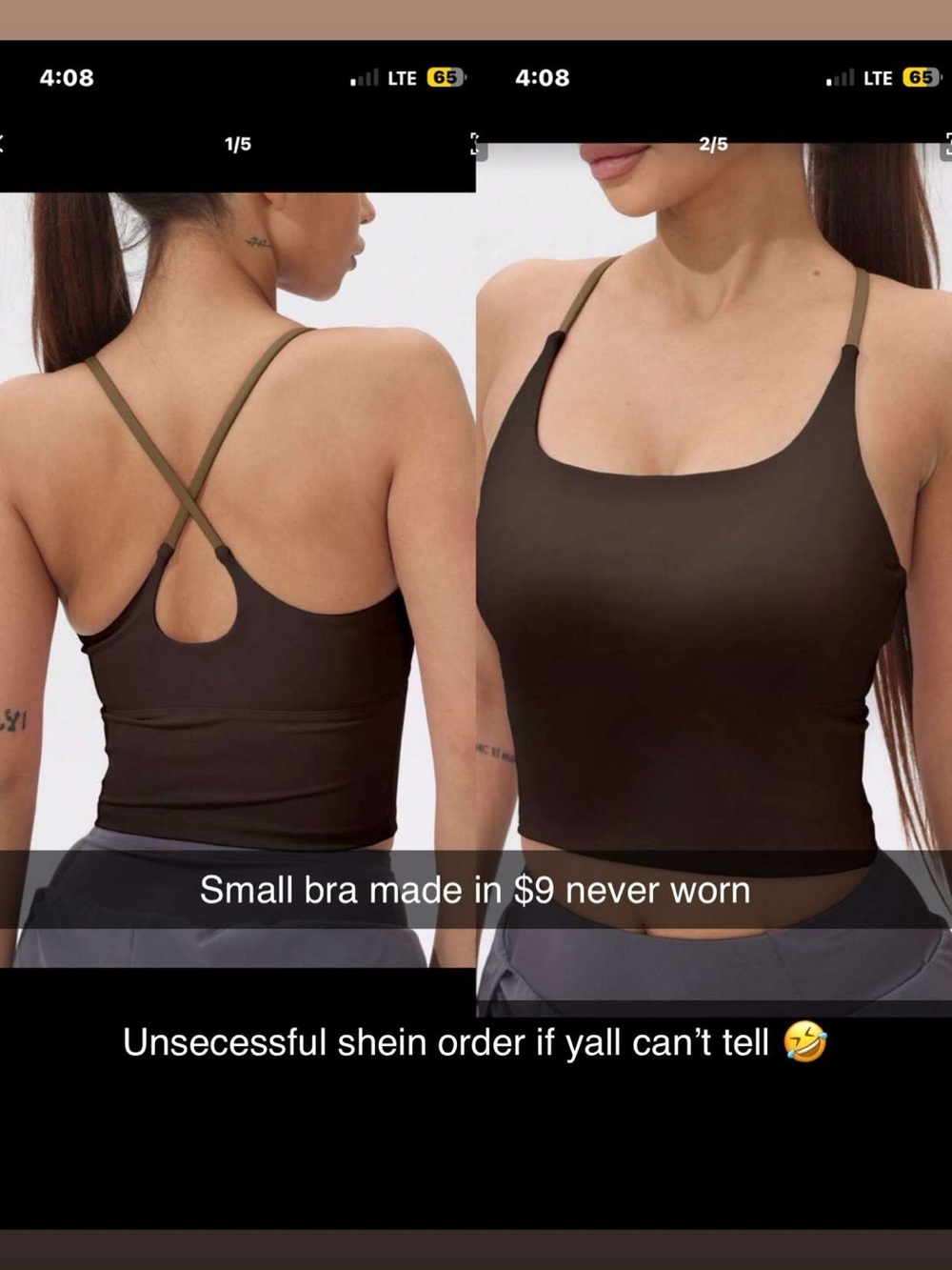 Women’s Seamless Cropped Cami Brami - Dark Brown